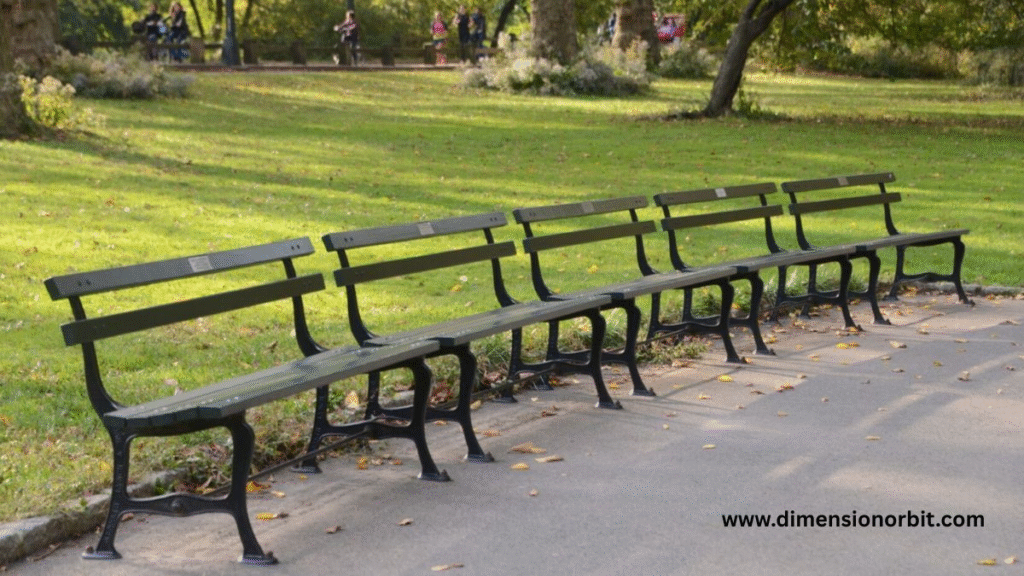Five Park Benches in a Row