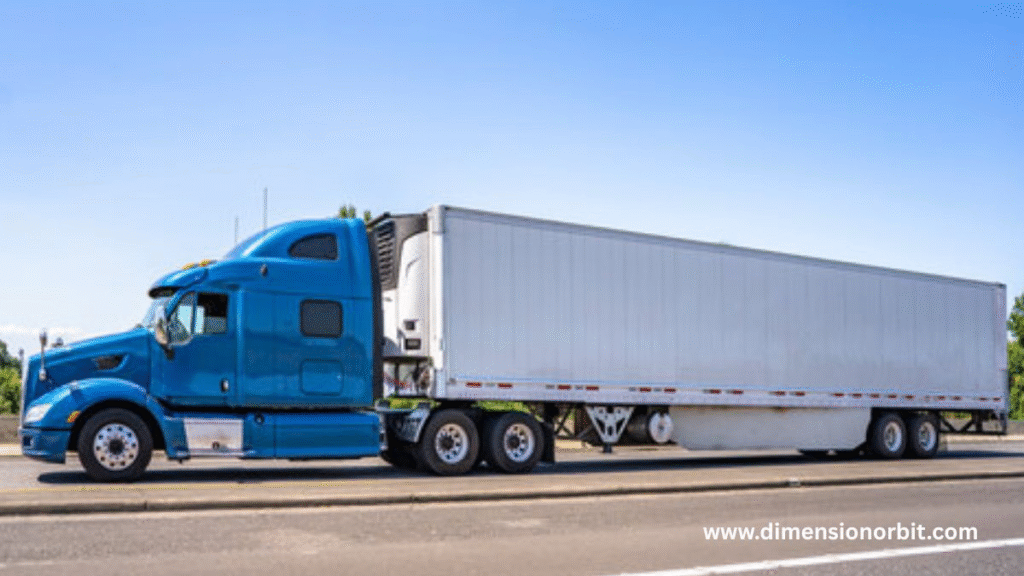 10 meters  A Semi Trailer Truck Cab and Partial Trailer