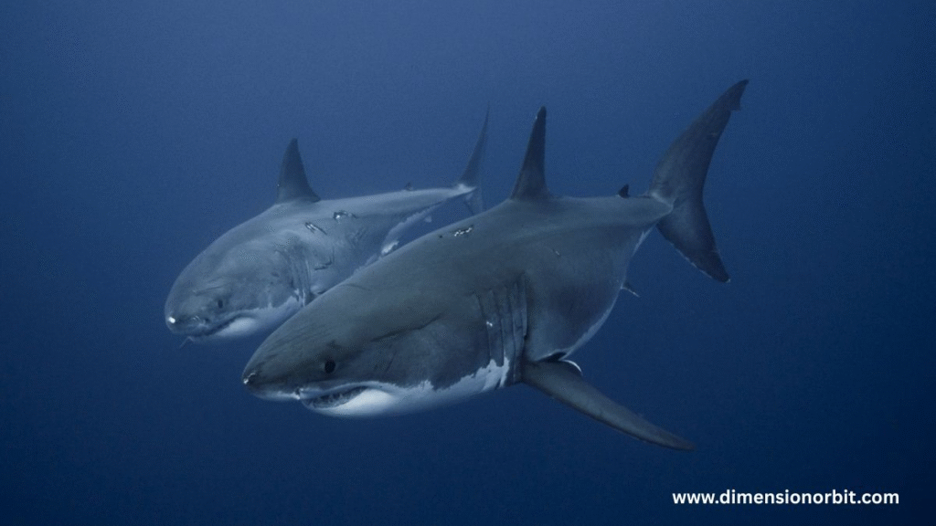 Two Fully Grown Great  Sharks